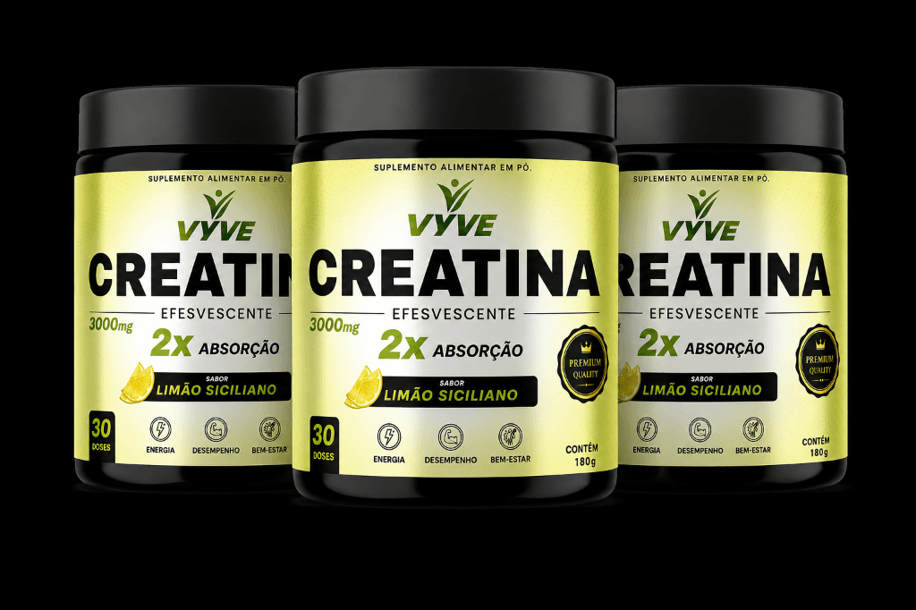 Três potes de creatina efervescente Vyve